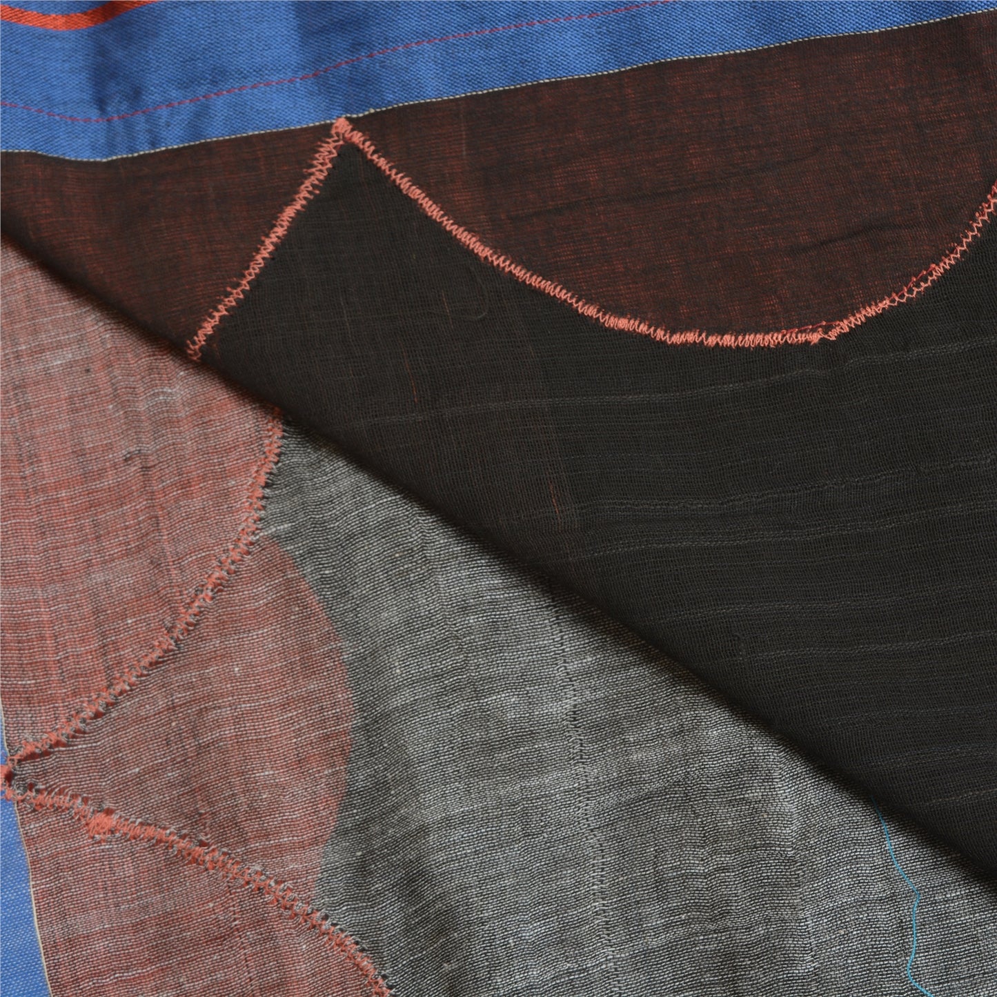 Sanskriti Vintage Black/Grey Sarees Pure Cotton Embroidered Woven Sari Sustainable Fabric