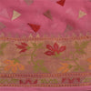 Sanskriti Vintage Pink Sarees Pure Georgette Silk Woven Sari 5 YD Craft Sustainable Fabric