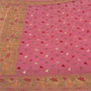 Sanskriti Vintage Pink Sarees Pure Georgette Silk Woven Sari 5 YD Craft Sustainable Fabric