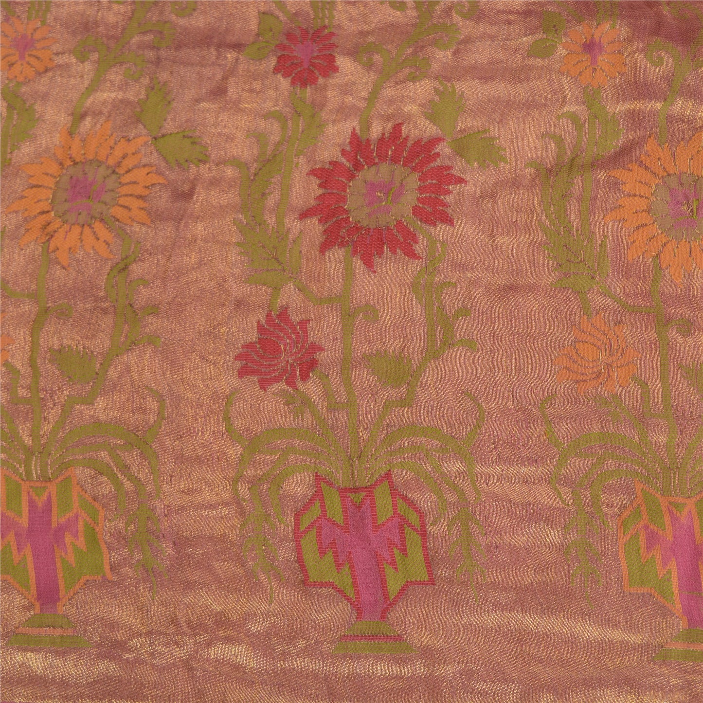 Sanskriti Vintage Pink Sarees Pure Georgette Silk Woven Sari 5 YD Craft Sustainable Fabric