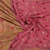 Sanskriti Vintage Pink Sarees Pure Georgette Silk Woven Sari 5 YD Craft Sustainable Fabric