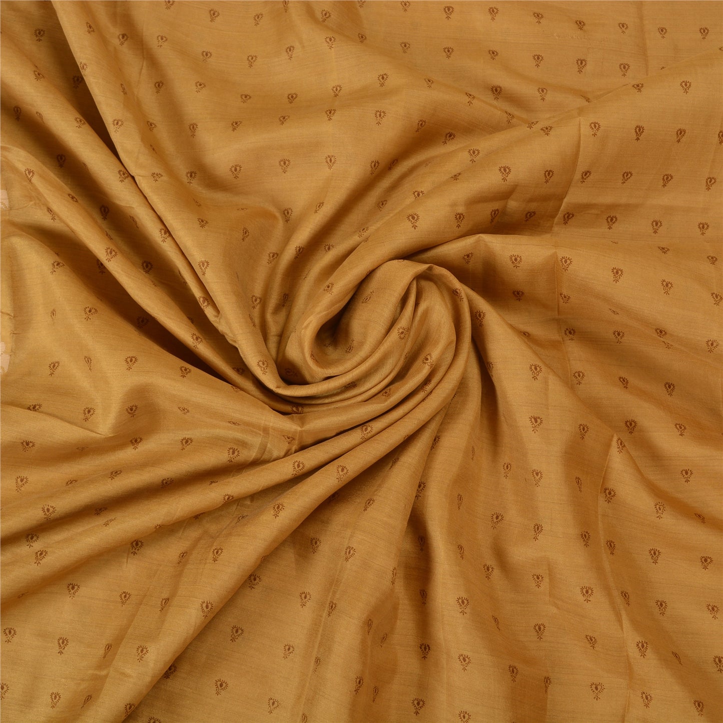 Sanskriti Vintage Mustard Indian Sarees 100% Pure Silk Woven Sari Craft Sustainable Fabric