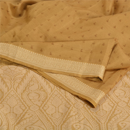 Sanskriti Vintage Mustard Indian Sarees 100% Pure Silk Woven Sari Craft Sustainable Fabric