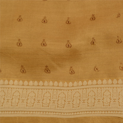 Sanskriti Vintage Mustard Indian Sarees 100% Pure Silk Woven Sari Craft Sustainable Fabric