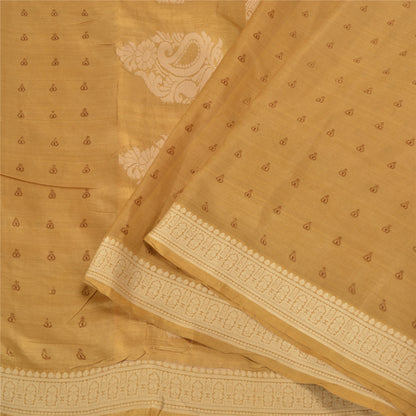 Sanskriti Vintage Mustard Indian Sarees 100% Pure Silk Woven Sari Craft Sustainable Fabric