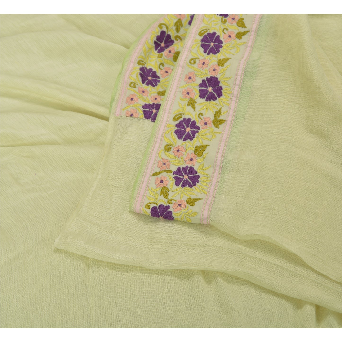 Sanskriti Vintage Cream Sarees Pure Cotton Embroidered Kota Doria Sari Sustainable Fabric