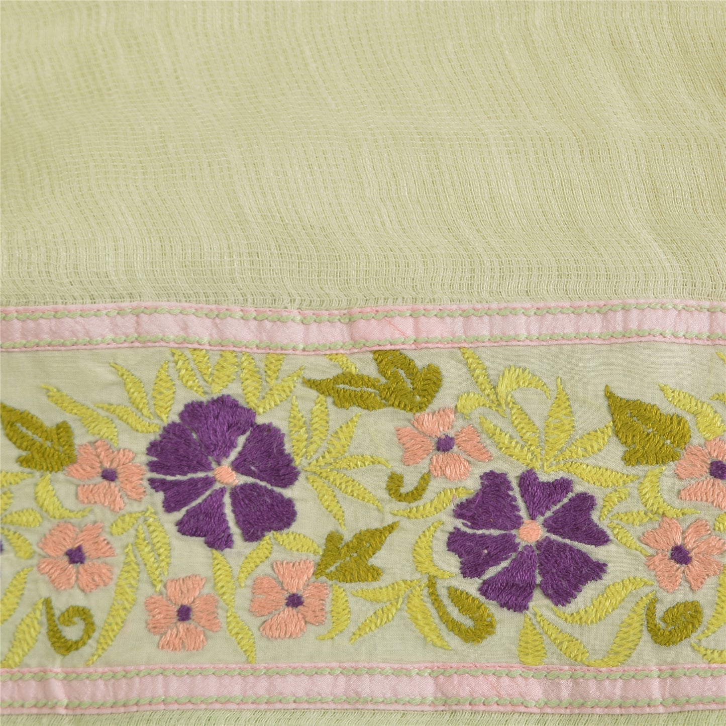 Sanskriti Vintage Cream Sarees Pure Cotton Embroidered Kota Doria Sari Sustainable Fabric