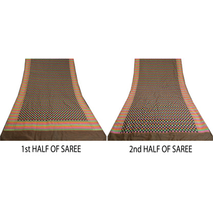 Sanskriti Vintage Black Sarees Blend Silk Woven Premium Sari Craft 5 Yard Sustainable Fabric