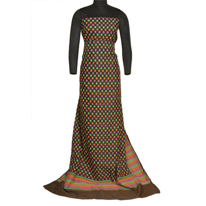 Sanskriti Vintage Black Sarees Blend Silk Woven Premium Sari Craft 5 Yard Sustainable Fabric