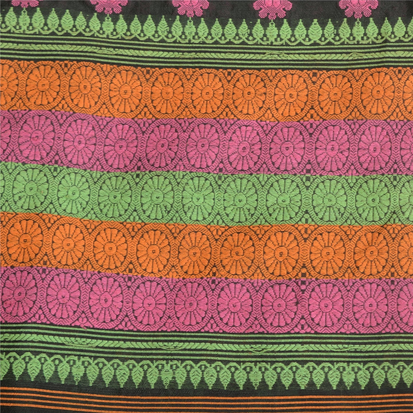 Sanskriti Vintage Black Sarees Blend Silk Woven Premium Sari Craft 5 Yard Sustainable Fabric