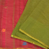 Сари Sanskriti Vintage Green/Red Sarees из смеси хлопка ручной работы, экологически чистая ткань для сари