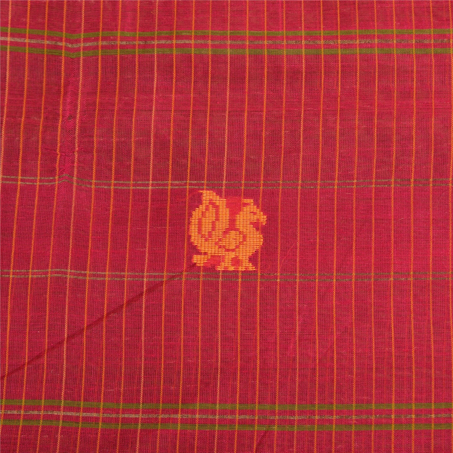 Сари Sanskriti Vintage Green/Red Sarees из смеси хлопка ручной работы, экологически чистая ткань для сари