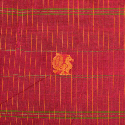 Сари Sanskriti Vintage Green/Red Sarees из смеси хлопка ручной работы, экологически чистая ткань для сари