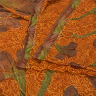 Sanskriti Vintage Orange Bollywood Sarees Pure Georgette Silk Woven Sari Fabric
