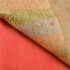 Sanskriti Vintage Peach/Cream Sarees Pure Silk Hand Beaded Woven Sari Sustainable Fabric
