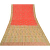 Sanskriti Vintage Peach/Cream Sarees Pure Silk Hand Beaded Woven Sari Sustainable Fabric