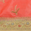 Sanskriti Vintage Peach/Cream Sarees Pure Silk Hand Beaded Woven Sari Sustainable Fabric