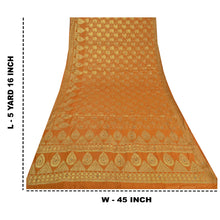 Load image into Gallery viewer, Sanskriti Vintage Saffron Sarees Pure Silk Hand Beaded Woven Premium Sari Fabric

