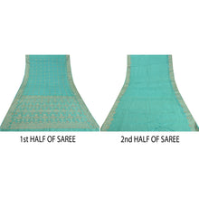 Load image into Gallery viewer, Sanskriti Vintage Turquoise Sarees Pure Silk Woven Premium Sari Craft Fabric
