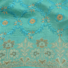 Load image into Gallery viewer, Sanskriti Vintage Turquoise Sarees Pure Silk Woven Premium Sari Craft Fabric
