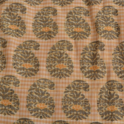 Sanskriti Vintage Cream/Purple Indian Sarees Cotton Silk Woven Sari 5 YD Sustainable Fabric