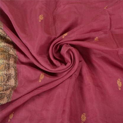 Sanskriti Vintage Cream/Purple Indian Sarees Cotton Silk Woven Sari 5 YD Sustainable Fabric