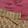 Sanskriti Vintage Cream/Purple Indian Sarees Cotton Silk Woven Sari 5 YD Sustainable Fabric