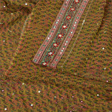 Load image into Gallery viewer, Sanskriti Vintage Green Sarees Pure Georgette Silk Hand Beaded Sari Craft Fabric
