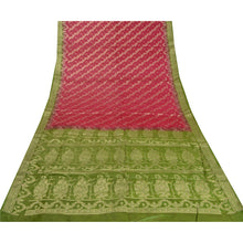 Load image into Gallery viewer, Sanskriti Vintage Green/Dark Red Sarees 100% Pure Silk Woven Sari Crat Fabric
