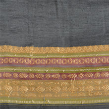 Load image into Gallery viewer, Sanskriti Vintage Grey Indian Sarees Blend Silk Woven Premium Sari Craft Fabric
