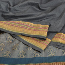 Load image into Gallery viewer, Sanskriti Vintage Grey Indian Sarees Blend Silk Woven Premium Sari Craft Fabric
