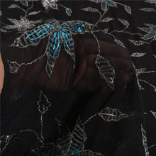 Load image into Gallery viewer, Sanskriti Vintage Black Sarees Pure Georgette Silk Embroidered Sari Craft Fabric

