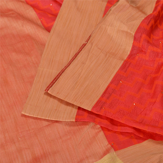 Sanskriti Vintage Red Sarees 100% Pure Silk Hand Embroidered Woven Sari Sustainable Fabric