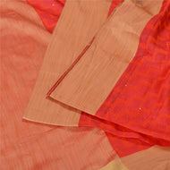 Sanskriti Vintage Red Sarees 100% Pure Silk Hand Embroidered Woven Sari Fabric