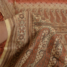 Load image into Gallery viewer, Sanskriti Vintage Burnt Orange/Cream Sarees 100% Pure Silk Woven Sari Fabric
