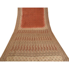 Load image into Gallery viewer, Sanskriti Vintage Burnt Orange/Cream Sarees 100% Pure Silk Woven Sari Fabric

