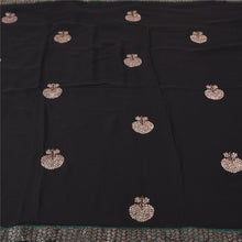 Load image into Gallery viewer, Sanskriti Vintage Black Bollywood Sarees Pure Georgette Hand Beaded Sari Fabric
