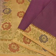 Load image into Gallery viewer, Sanskriti Vintage Purple/Golden Sarees Pure Silk Woven Premium Sari Craft Fabric
