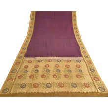 Load image into Gallery viewer, Sanskriti Vintage Purple/Golden Sarees Pure Silk Woven Premium Sari Craft Fabric
