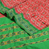 Sanskriti Vintage Saree Red Sambhalpuri Hand Woven Ikat Pure Silk Sari Sustainable Fabric