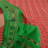 Sanskriti Vintage Saree Red Sambhalpuri Hand Woven Ikat Pure Silk Sari Sustainable Fabric