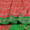 Sanskriti Vintage Saree Red Sambhalpuri Hand Woven Ikat Pure Silk Sari Sustainable Fabric