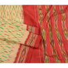 Sanskriti Vintage Saree Cream Pochampally Hand Woven Ikat Pure Silk Sari Sustainable Fabric