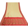 Sanskriti Vintage Saree Cream Pochampally Hand Woven Ikat Pure Silk Sari Sustainable Fabric