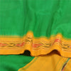 Sanskriti Vintage Saree Green Pochampally Hand Woven Ikat Pure Silk Sari Sustainable Fabric