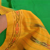 Sanskriti Vintage Saree Green Pochampally Hand Woven Ikat Pure Silk Sari Sustainable Fabric