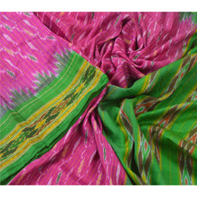 Load image into Gallery viewer, Sanskriti Vintage Pink Saree Pure Silk Ikat Woven Work Pochampally Sari Craft Fabric
