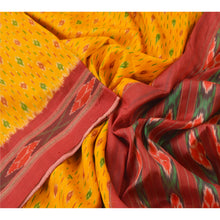 Load image into Gallery viewer, Sanskriti Vintage Yellow Saree Pure Silk Patola Ikat Woven Work Sari Craft 5Yd Fabric
