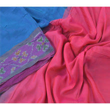 Load image into Gallery viewer, Sanskriti Vintage Blue Woven Ikat Patola Saree Blend Silk Sari Craft Soft Fabric
