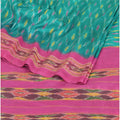 Sanskriti Vintage Saree 100% Pure Silk Decor Fabric Green & Pink Indian Pochampally Women Saree Hand Woven Ikat Sari 5 Yard Craft